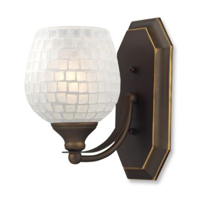 Buy ELK Lighting Vanity 1-Light Vanity Fixture in Aged Bronze and White Mosaic Glass from Bed ...